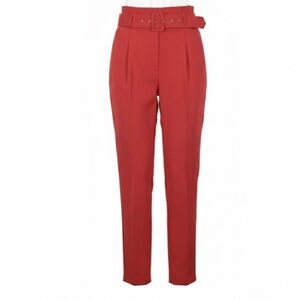 One n More Red Pleated Belted Pants Medium
